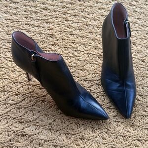 J.Crew Black Leather High Heel Pointed Toe Ankle Booties Women’s Size 9.5 9 1/2